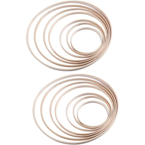14pcs Natural Bamboo Dream Catcher Hoops e guirlanda Loop Frames para artesanato de bricolagem