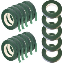 15 Rolls Green Tape High Adhesion Flower Packing Tape for Bouquet Wrapping Garden Craft Bundle Fresh and Artificial Flowers Arrangement