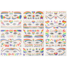 15 pegatinas de tatuajes temporales del Día del Orgullo Arcoíris Impermeables Calcomanías para Cara y Brazo Calcomanías Falsas Realistas f