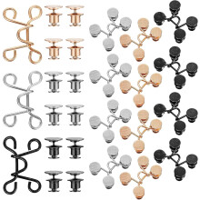 15 jeux de boutons de pantalon ajustables, rallonges de ceinture sans clou ni couture, noir, argent, or