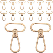 Lot de 15 mousquetons pivotants dorés pour sacs et laisses pour animaux, fermoirs à déclenchement en alliage de zinc