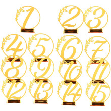 15 Tischnummern aus Acryl, modernes, schickes und einzigartiges Design, goldfarben, Eventdekoration