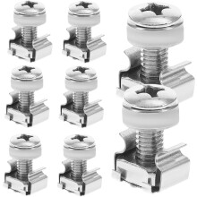 16 Sätze M6 x 20 mm Serverrack-Schrauben mit Käfigmuttern-Set, Rackmontageschrauben und Einpressmuttern