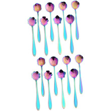 Blumen-Teelöffel, 16 Stück, Regenbogenblumen-Löffel, Kaffeelöffel, Kaffeebar-Löffel
