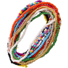 Boho Beaded tornozelos uso versátil 17pcs para mulheres e meninas pulseiras de contas de vidro artesanais com corda elástica