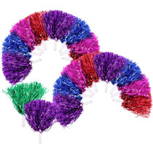 18 pompons de pom-pom girl portables avec petites poignées, couleurs assorties, réutilisables et décoratifs