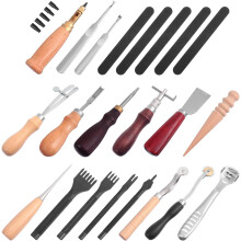 18-teiliges Lederhandwerks-Werkzeugset, DIY-Lederhandwerksset mit Nut- und Nähwerkzeugen