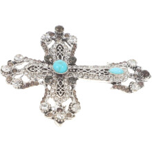 Broche de cruz de cristal para homens Vintage Strass Lapel Pin Elegante Acessório de terno