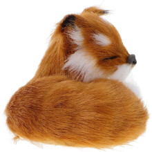 Realistischer schlafender Fuchs aus Plüsch mit Kunstfell, kleine braune Fuchsfigur für die Dekoration von Zuhause und Büro