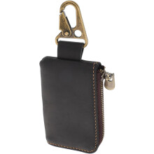 Bolsa de moeda de couro da cintura masculina pequena bolsa de zíper Chaveiro para viagens e uso diário Carteira magra para homens fechamento seguro