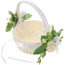 Handgeflochtener Blumenmädchenkorb aus Rattan für Hochzeitszeremonien