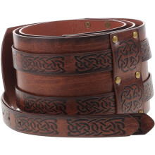 Viking cinto amplo com comprimento ajustável e rebite fivela de metal, Brown Pu couro medieval vintage cinto para homens