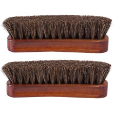 2pcs Small Wooden Horsehair Shoe Brush for Polishing and Cleaning Leather Shoes Curved