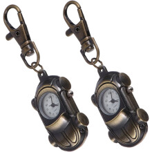 2pcs Retro Car Shape Pocket Watch Vintage Mechanical Watch Chain for Women