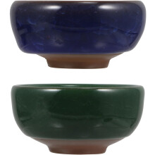 Set di 2 calamai in ceramica con motivo a crepe di ghiaccio, calamai multifunzione nei colori verde pavone e blu zaffiro.