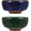 Ceramic Ink Dish Set 2pcs with Ice Crack Pattern, Multi-function Ink Plates in Peacock Green and Sapphire Blue 1