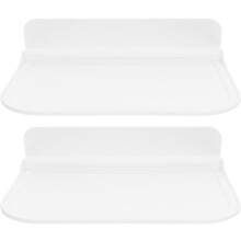 2pcs banho prateleira essencial montado na parede retangular branco Pp organizador de armazenamento multifunção