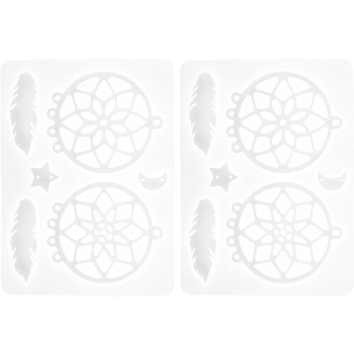 2 τεμάχια καλούπι σιλικόνης Dream Catcher για κατασκευή μπρελόκ κρυστάλλου DIY