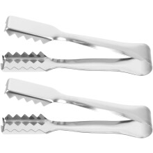 Pinces en acier inoxydable pour une manipulation stable, lot de 2, avec poignée dentelée, pinces à sucre argentées finition brillante