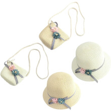 2 Sets Girls Beach Hat Straw Hats Set Boys and Girls Matching Beach Bag Flower for Outdoor Shoulder Storage