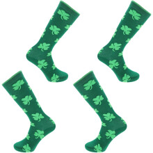 Shamrock Baumwoll-Sportsocken, 2 Paar, mittelhohe Socken für Erwachsene, Sportsocken mit Kleeblattmuster zum St. Patrick's Day, Freizeitkleidung