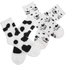 Dicke Plüsch-Kuh-Socken (2 Paar) – Warme, flauschige Damen-Socken mit Kalbsfellmuster – Gemütliche Wintersocken, weißes Muster
