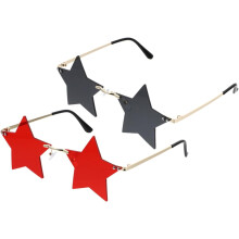 2 Paar randlose Sonnenbrillen mit Pentagramm-Stern, dekorative Brillen, Party- und Festivalaccessoires für Damen und Herren