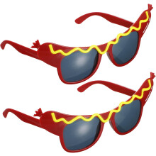 Lot de 2 lunettes de fête en forme de hot-dog, marron, en ABS, avec bords lisses, faciles à ranger. Accessoire de fête