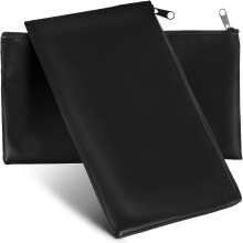 Pochette en cuir PU avec fermeture éclair, lot de 2 pochettes de rangement pour billets et reçus, porte-monnaie de voyage noir