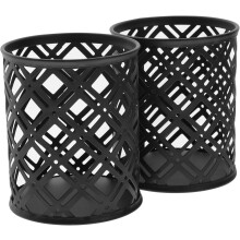 Set van 2 zwarte metalen pennenhouders – Grote bureaupennenhouder van gaas