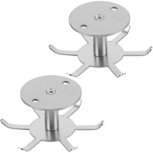 Lot de 2 crochets robustes pour ustensiles de cuisine, six griffes, en acier inoxydable, pivotant à 360, support solide à fixer sous un meuble.
