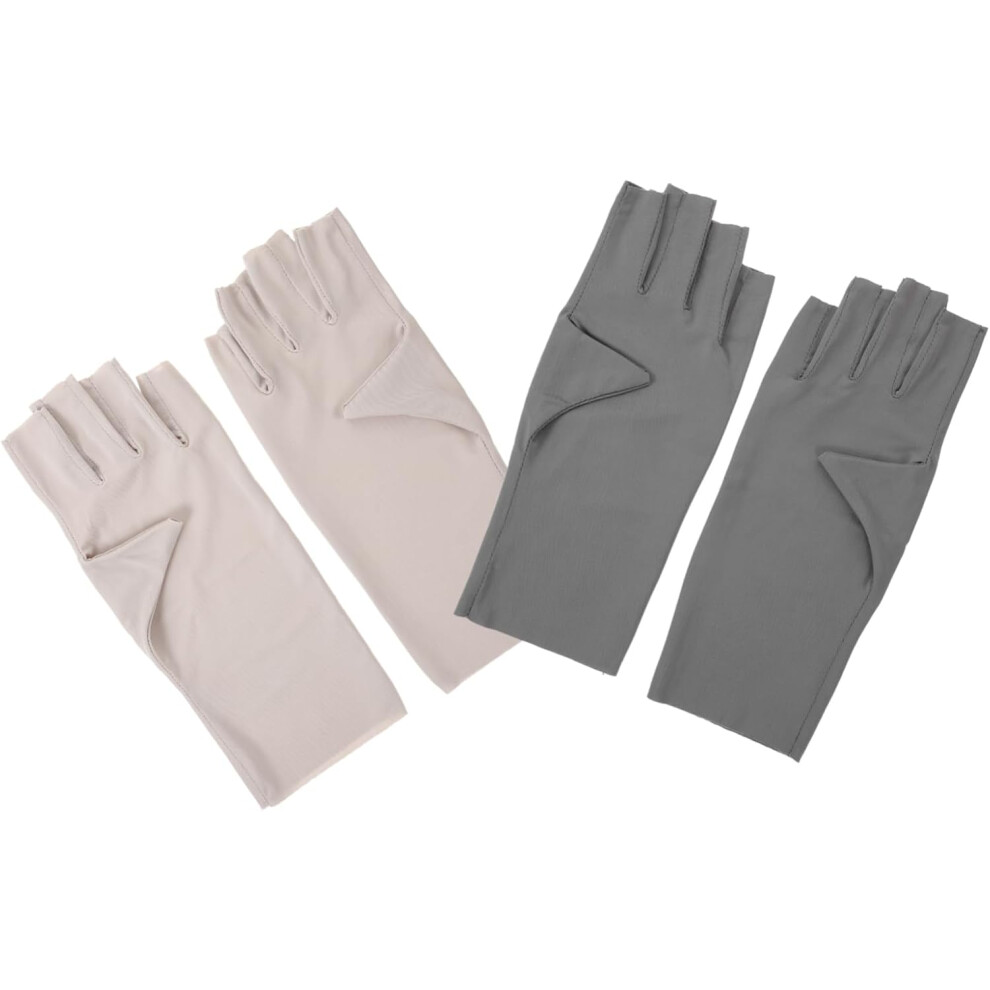 Hkhbjs 2Pairs Fingerless Gloves Uv Gel Nail Lamp Gloves Eczema Uv Protection For Manicure Winter Women
