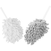 2 Stück Chenille-Hängehandtücher, Badetücher in Kugelform, saugfähig, griffig, Badezimmerzubehör