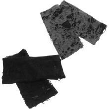 2 Pairs Halloween Ripped Fingerless Gloves Black Punk Goth Arm Warmers