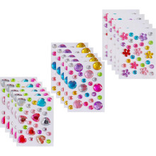 Mini Pedra Gemosa DIY Adesivos para Meninos e Meninas - Plástico Bling Craft Joias Conjunto com Stick-on Corações