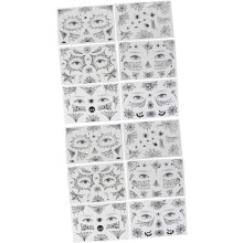 24 listov Halloween Net Web Spider Face Sticker Kit Dočasné tetovacie nálepky