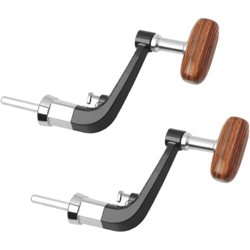2pcs Fishing Reel Handle Replacement with Foldable Rocker Arm and Solid Metal Construction