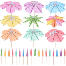 150 palillos para cóctel con forma de sombrilla, de papel y madera, con diseño antideslizante.
