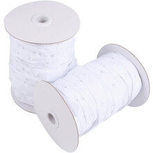 2 rollen witte drukknoopriem van 1,8 cm met onzichtbare drukgesp, subgesp en vrouwelijke gesp, elk 1 rol