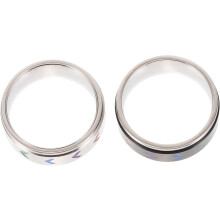 2er-Set Edelstahl-Regenbogenringe, lesbischer Stolz, modischer, zarter Handschmuck für Damen