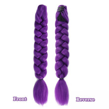 (01) Claw Clip Braided Ponytail Hair Extensions K Pop Womens Synthetic Straight Ponytail Hairpiece Purple Wig Halloween