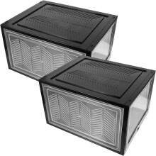 stuks stapelbare plastic schoenendozen met deksels, zwart, verdikt, ruimtebesparende opbergdozen