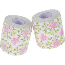 2 Rollen Toilettenpapier mit Rosenmuster, florales Design, für die Dekoration von Zuhause und Büro