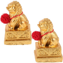 2 Stück Maskottchen-Hunde-Statuen aus Kunstharz, Löwen-Heimdekoration, robustes Material, aufwendiges Design, historisch