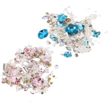 2 Sets DIY Nail Jewels Flatback Shiny Glitter Rhinestones for Girls Women Nail Art Decorations for Manicure