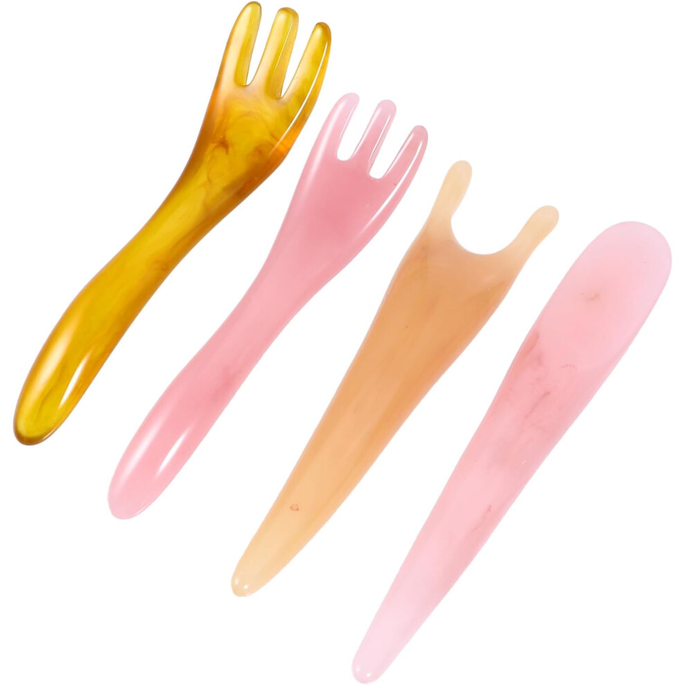 Hkhbjs 4Pcs Gua Sha Scraper Massage Tool Resin Beeswax 5.89X1.38x0.59inch Y-Shape Body Massager