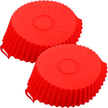 Lot de 2 doublures en silicone pour friteuse à air, plaque de cuisson rouge en silicone lavable au lave-vaisselle