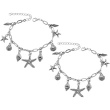 Boho Sea Creature Anklet for Girls Adjustable Chain Ocean Themed Shell Foot Jewelry for Beach Vacation