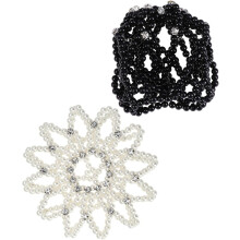 2pcs Ballet Hairnet Pearl Rhinestone Elastic Crochet Bun Hair Cover Snood for Dance Girls Women Hair Accessories