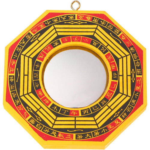 2pcs Fengshui espelho convexo espelho pingente 4 polegadas MDF Titanize contrarrestar a má sorte proteção